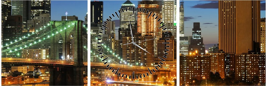 Obraz - Most s New Yorkom (s hodinami) (90x30 cm)