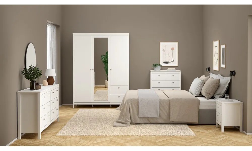 Biela šatníková skriňa so zrkadlom 150x199x58 cm Madrid – Tvilum