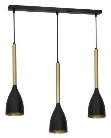 Luster na lanku ISTAPPAR 3xE27/60W/230V čierna/zlatá