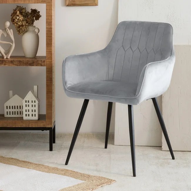 Jedálenská stolička ETIENNE zamatová svetlosivá ALL 847337