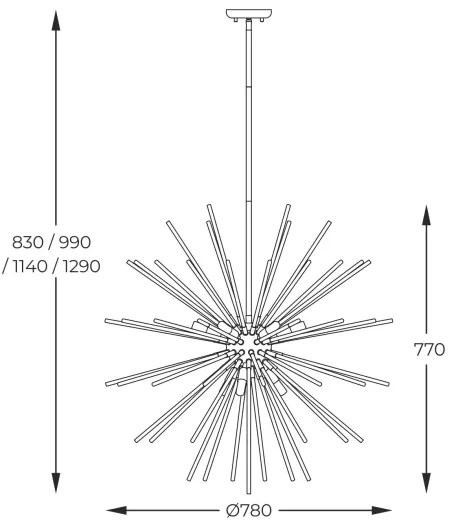 Zuma Line P0491-09C-F7BC - Luster na tyči URCHIN 9xG9/42W/230V zlatá/čierna