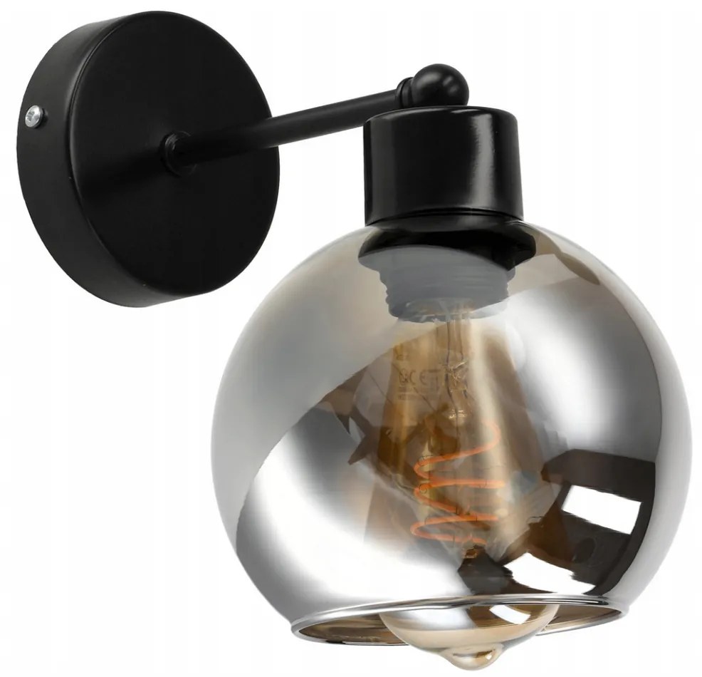 BERGE Sklenená LED nástenná lampa 1xE27 - dymová guľa