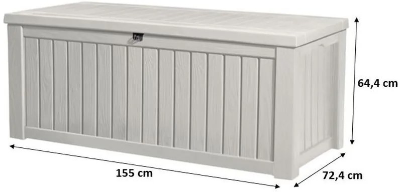 KETER ROCKWOOD 570L Záhradný úložný box 155 x 72,4 x 64,4 cm, krémová 17197729