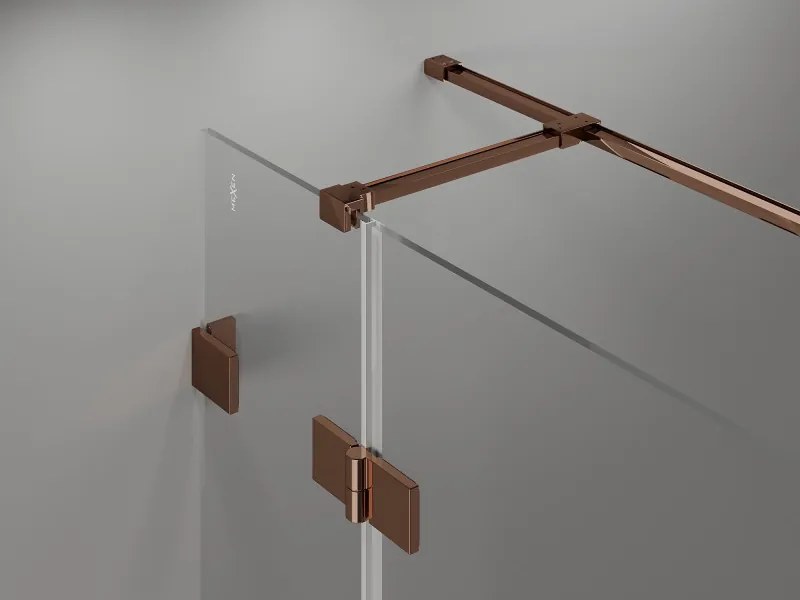 Mexen Lunar T, sklápací sprchový kút ľavý 125 x 70 cm, 8mm číre sklo, profil ružové zlato, 834T-125-070-60-00-L