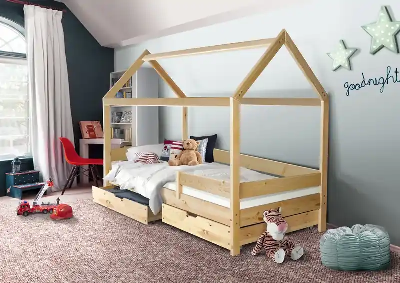 Detská domčeková posteľ KIDS - prírodná 200x90 cm | BIANO