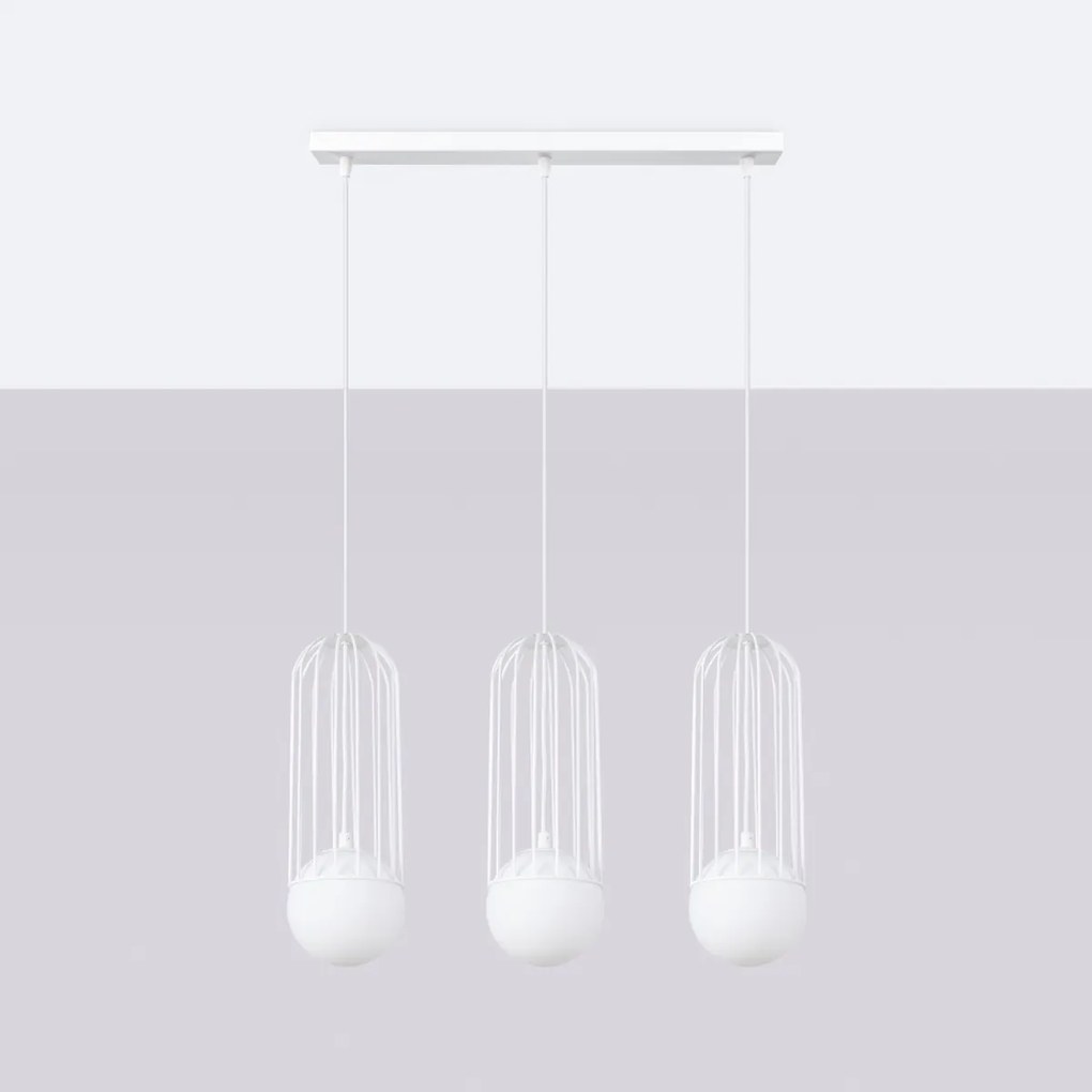 Závesné svietidlo Brina, 3x sklenené/biele kovové tienidlo