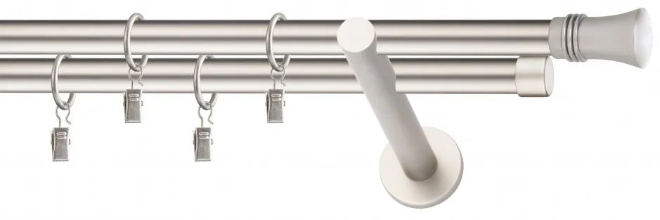 Dekorstudio Chrómová matná dvojradová garniža CAPRI 19mm Dĺžka: 120cm, Typ uchytenia: Držiak dvojitý modern, Typ príslušenstva: Bez príslušenstva