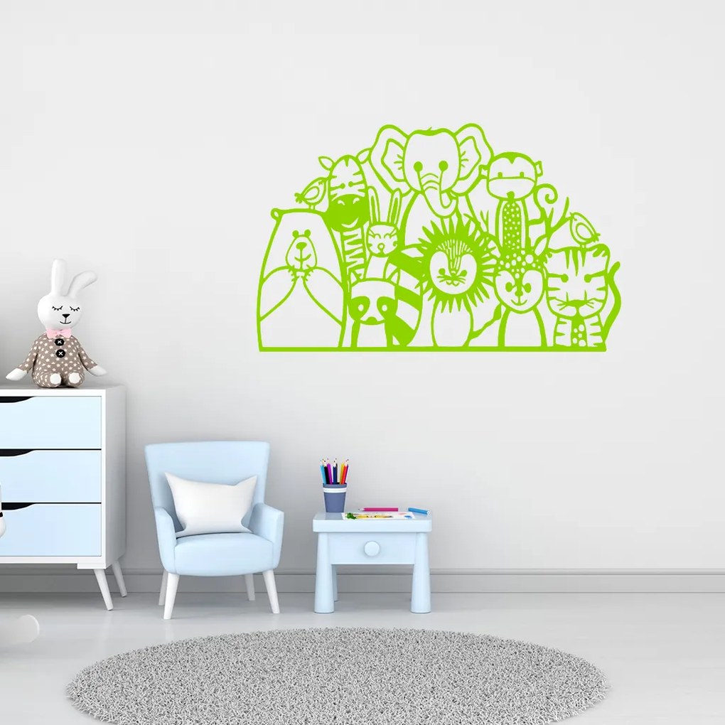 Veselá Stena Samolepka Africké zvieratká Farba: modrá, Veľkosť: 100 x 62 cm