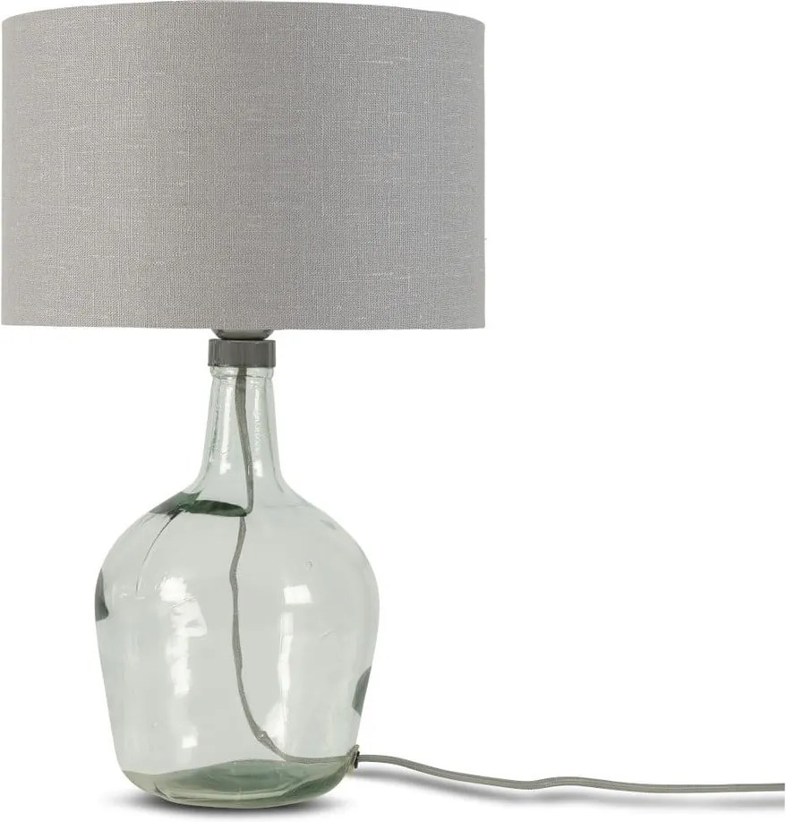 Stolová lampa se svetlosivým tienidlom a konštrukciou z recyklovaného skla Good&Mojo Murano, ⌀ 30 cm