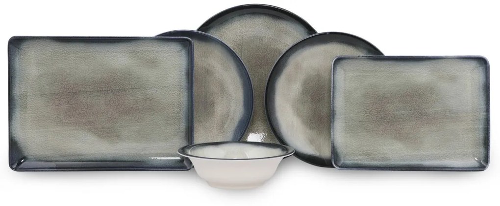 Porcelánová sada 26 ks talířů CeramicLike modrá/hnědá