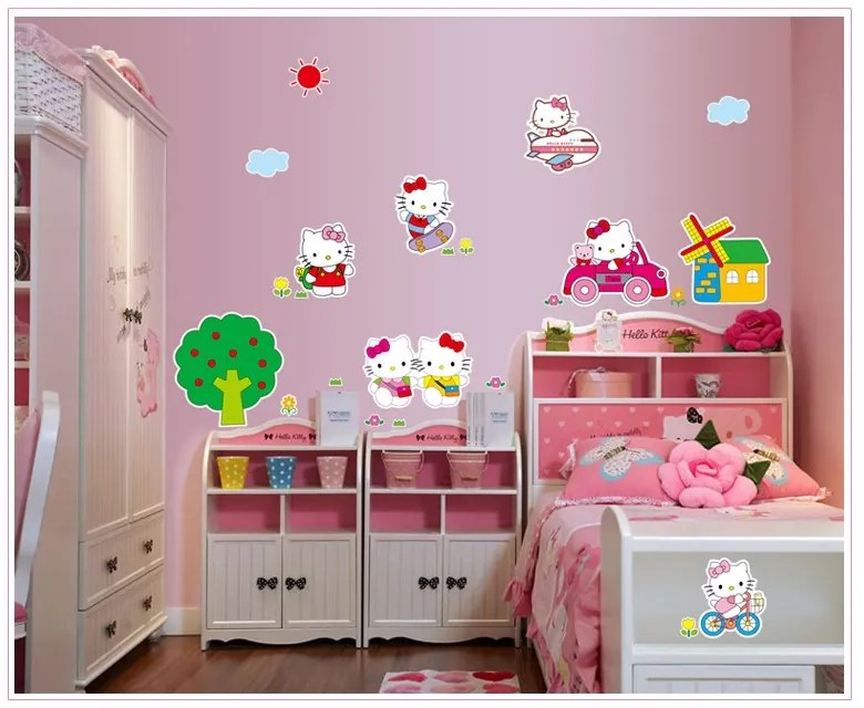 Veselá Stena Samolepka na stenu na stenu Hello Kitty na výlete