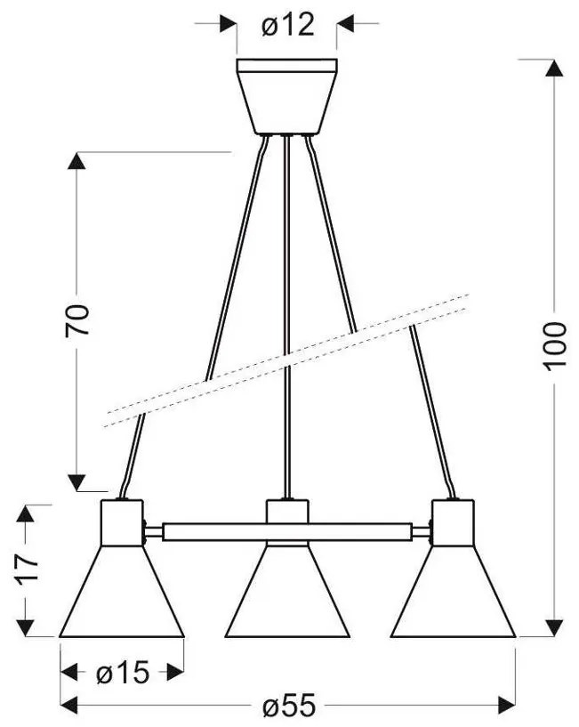 Candellux Čierno-zlatý závesný luster More pre žiarovku 3x E27 33-71156