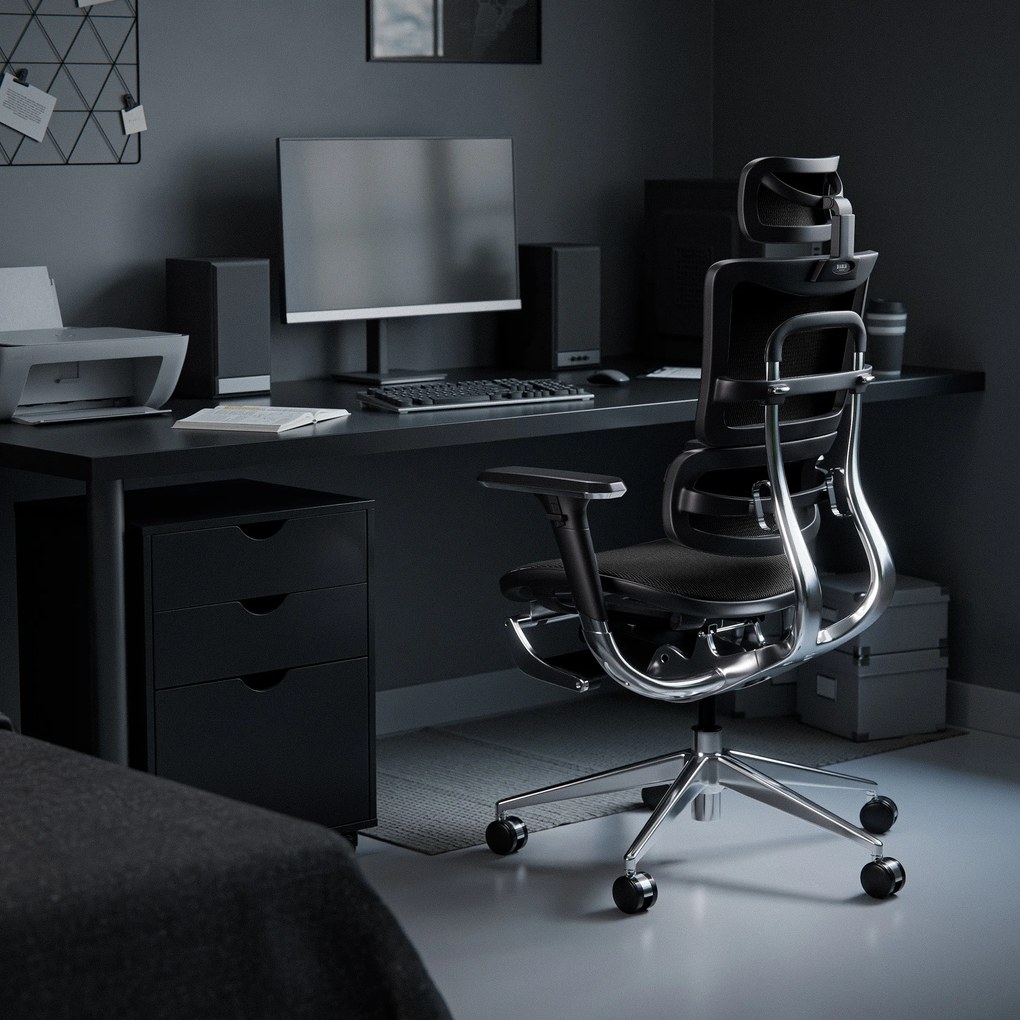 Ergonomická kancelárska stolička s podnožkou Normal Size, čierna: Diablo V-Master