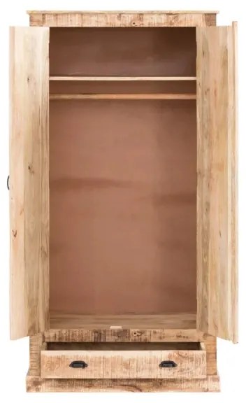 furniture-nabytek.cz - Masívna šatní skriňa Caribou z mangového dreva, lakovaná, prírodná farba – 90×60×180 cm