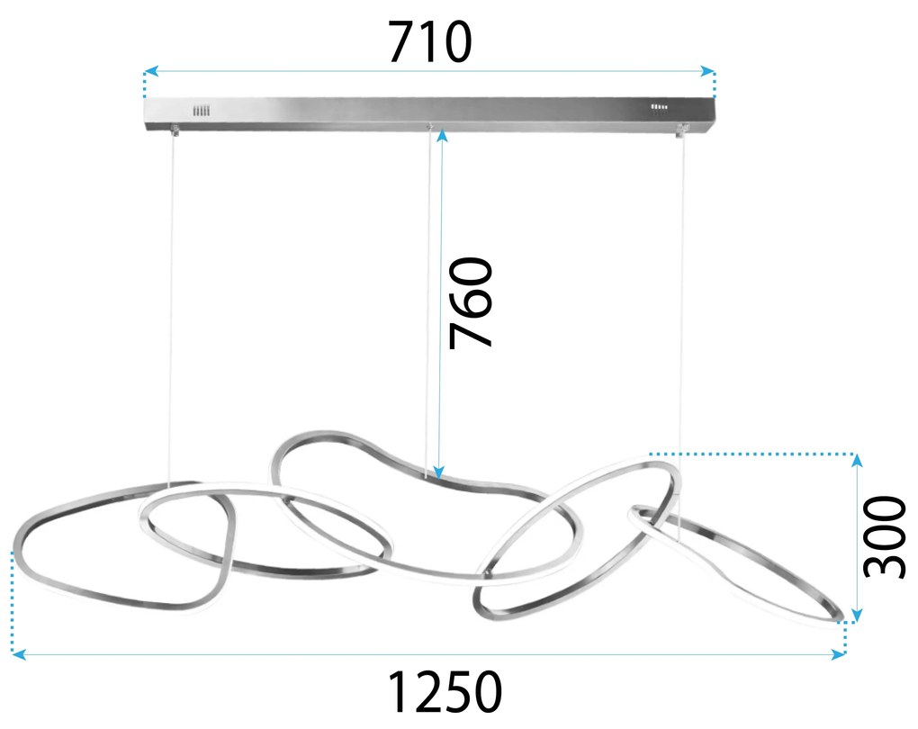 Toolight Toolight, LED stropné svietidlo 60W APP1054-CP, zlatá, OSW-08882