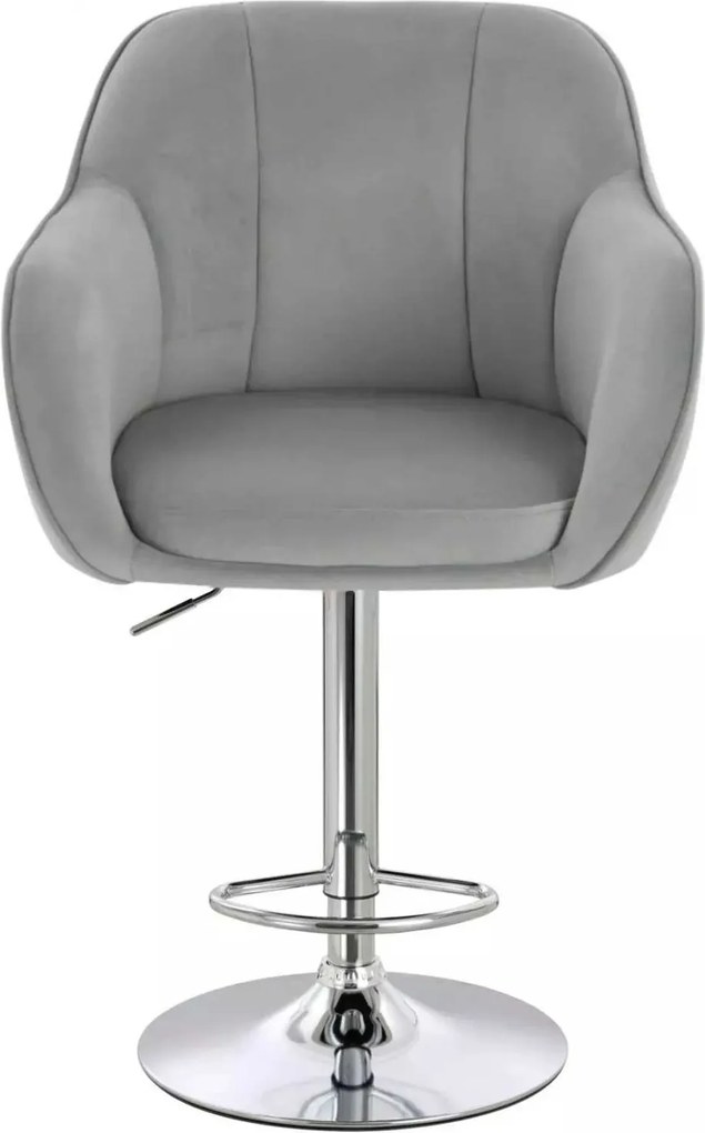 LuxuryForm DESIGN Barová stolička AVOLA VELUR na striebornom tanieri - svetlo šedá