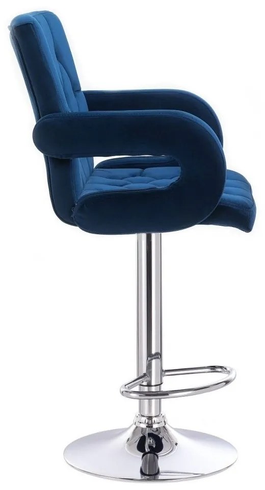 LuxuryForm DESIGN Barová stolička BOSTON VELUR na striebornom tanieri - modrá