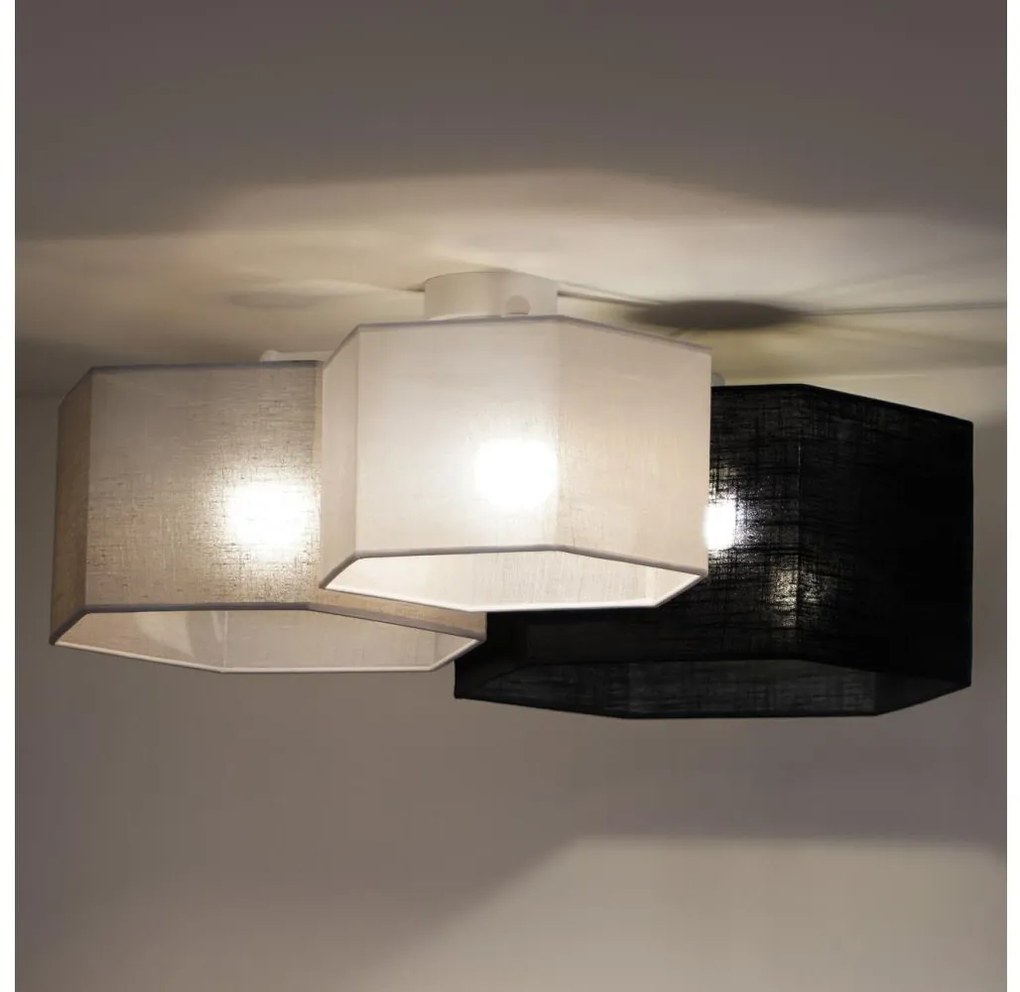 Duolla - Prisadený luster ROLLER TRIO HEX 3xE27/15W/230V čierna/šedá/biela