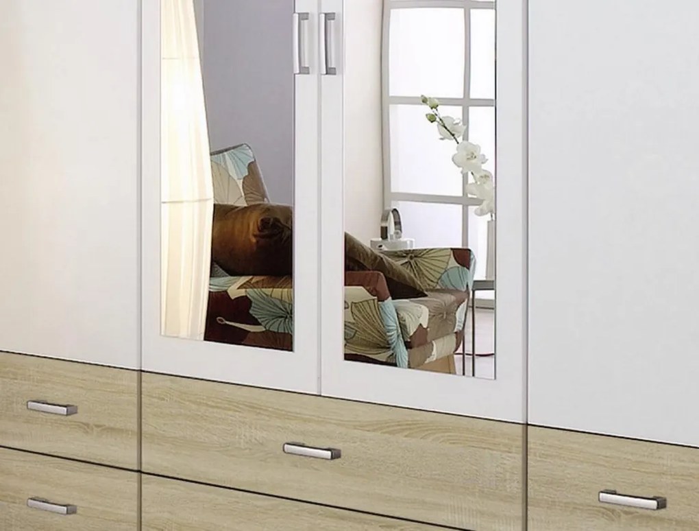 Šatníková skriňa Gamma, dub sonoma/biela