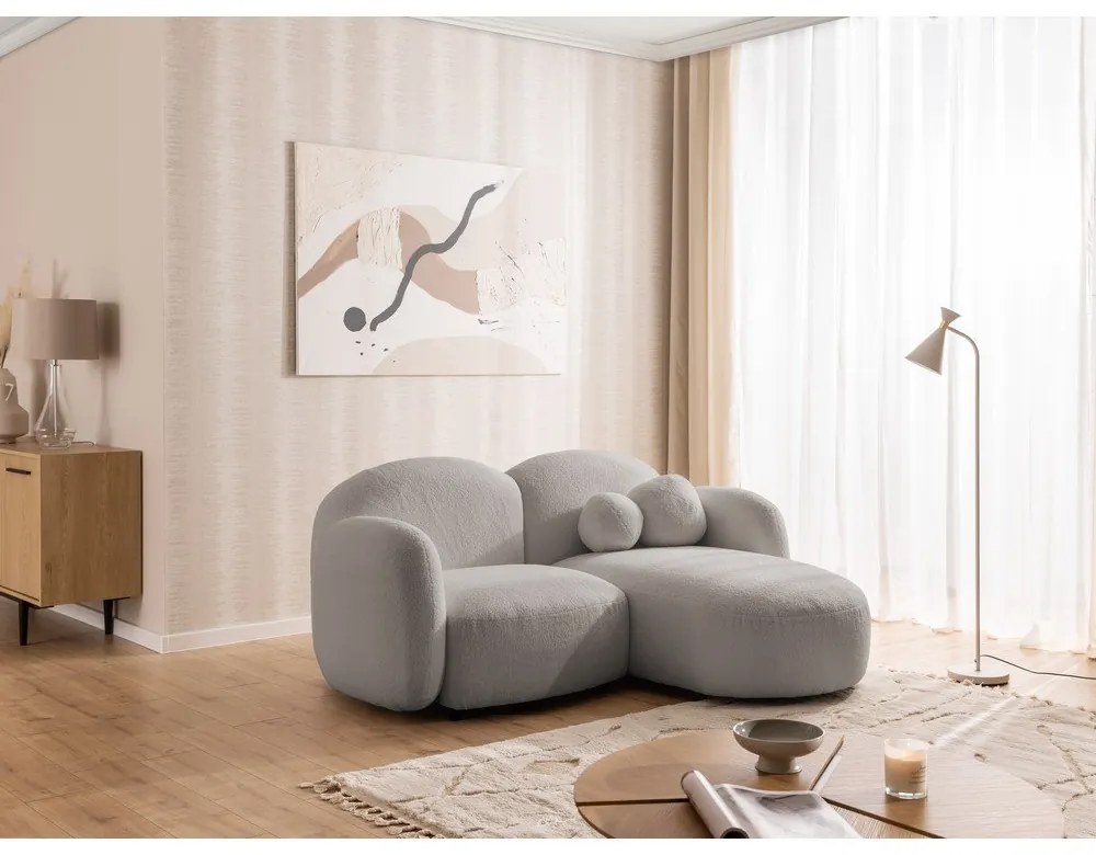 Sivá rohová pohovka z textílie buklé (pravý roh/s leňoškou) Orbit – Ropez