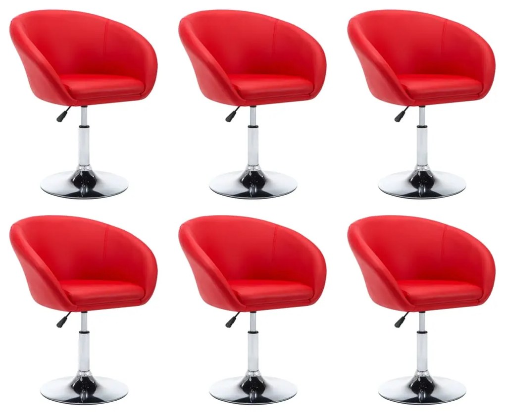 vidaXL Otočné jedálenské stoličky 6 ks, červené, umelá koža