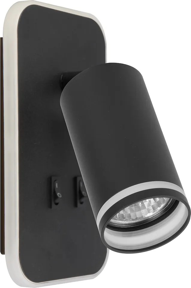 Nástenné svietidlo Pipe Ring, 1x čierne kovové tienidlo + 1x LED 6w, b, vypínač