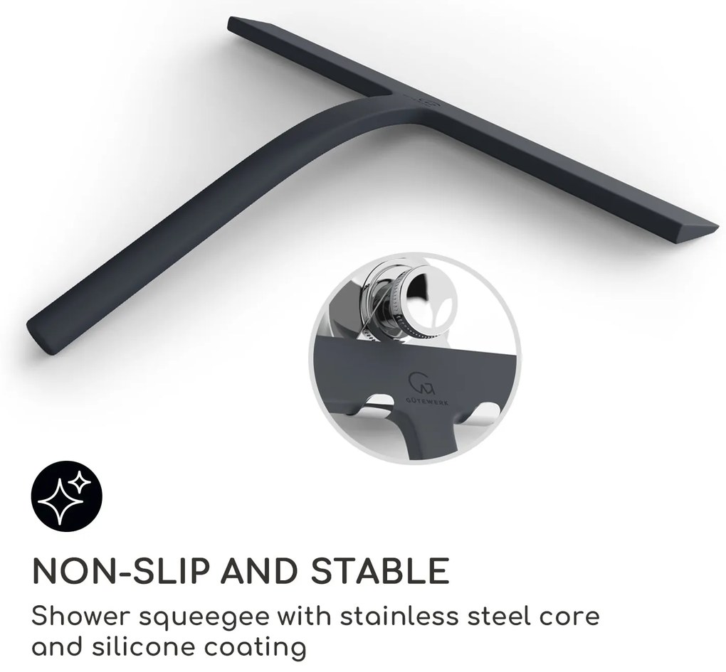 Gütewerk by blumfeldt Blaze Stierka na sprchový kút 28 cm Silikónový kryt Jadro z nehrdzavejúcej ocele Moderný dizajn