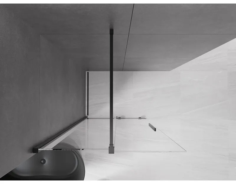 Mexen Velar, posuvné dvere do otvoru typ Walk-In 90 cm, 8mm číre sklo, čierna matná, 871-090-000-03-70