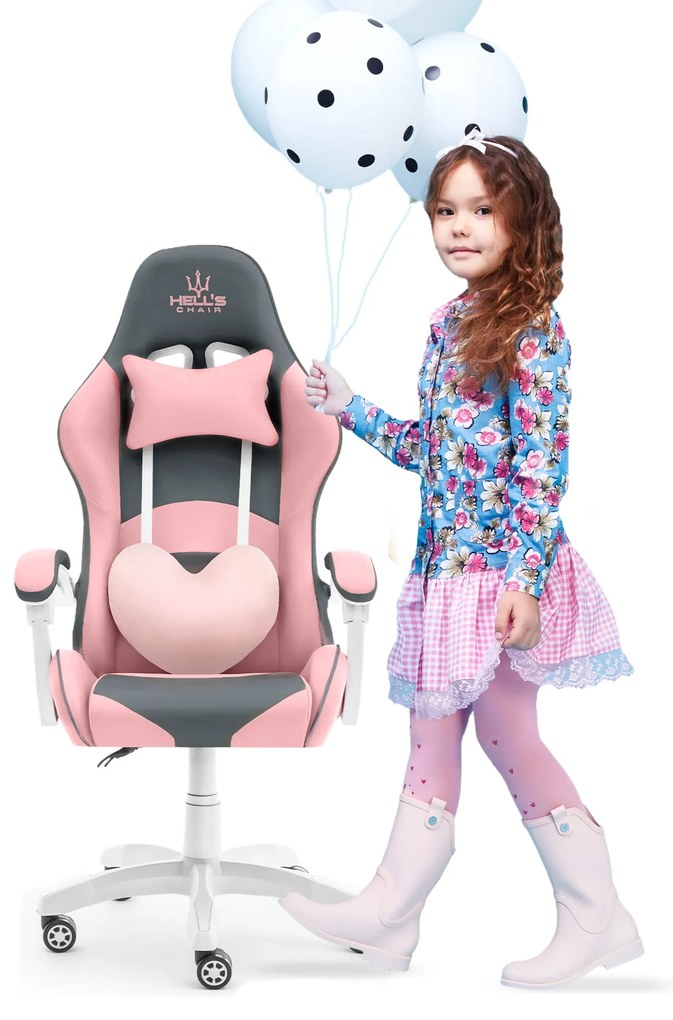 Hells Detské Herné kreslo Hell's Chair Rainbow KIDS Pink/grey