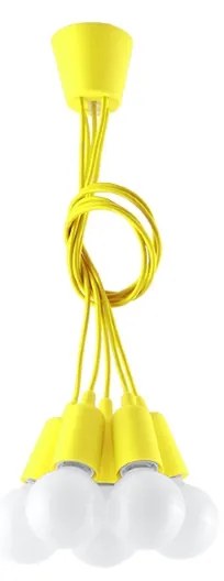 Závesné svietidlo Diego 5, žlté telo svietidla