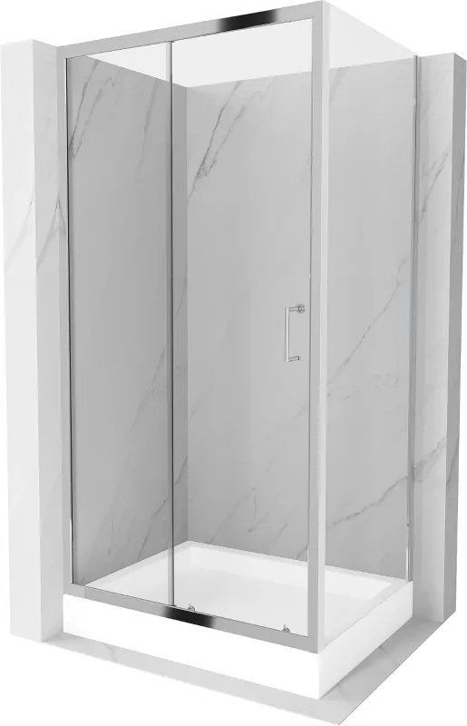 Mexen Apia posuvná sprchová kabína 100 x 80 cm, transparentná, chróm + vanička Rio - 840-100-080-01-00-4510