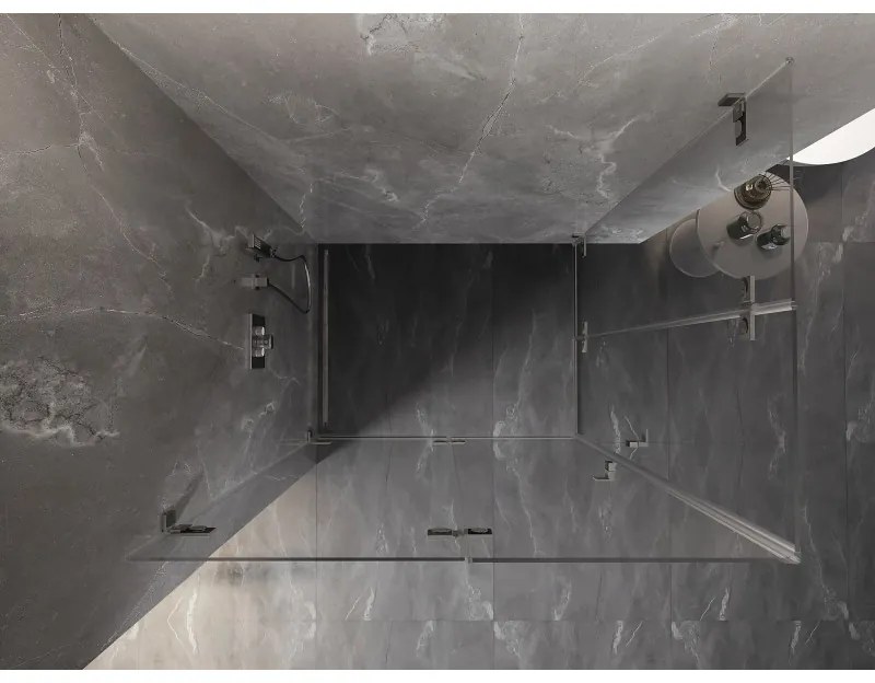 Mexen Lunar-F Duo, skladací sprchový kút 100 x 75 cm, 8mm číre sklo, oceľový profil, 836-100L-075P-97-00