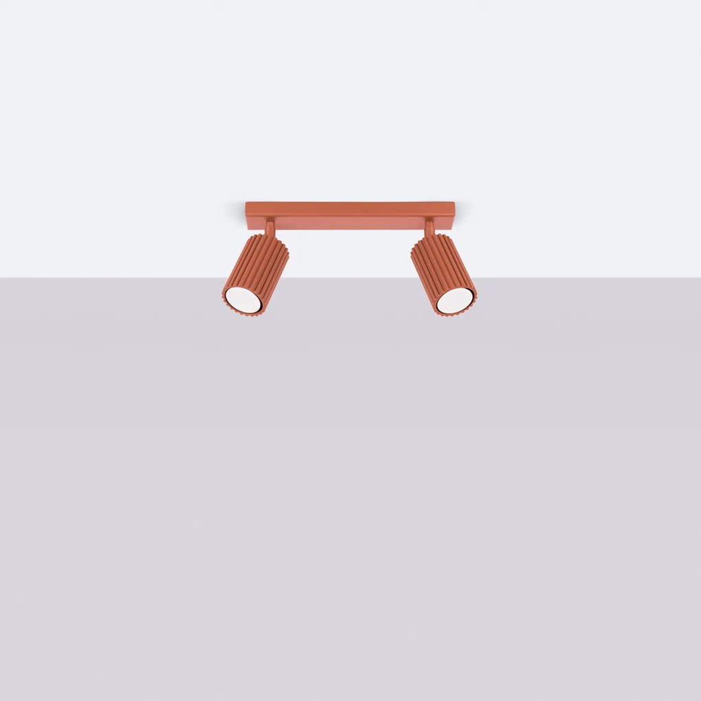 Bodové svietidlo Karbon, 2x okrovo červené kovové tienidlo, (možnosť polohovania)