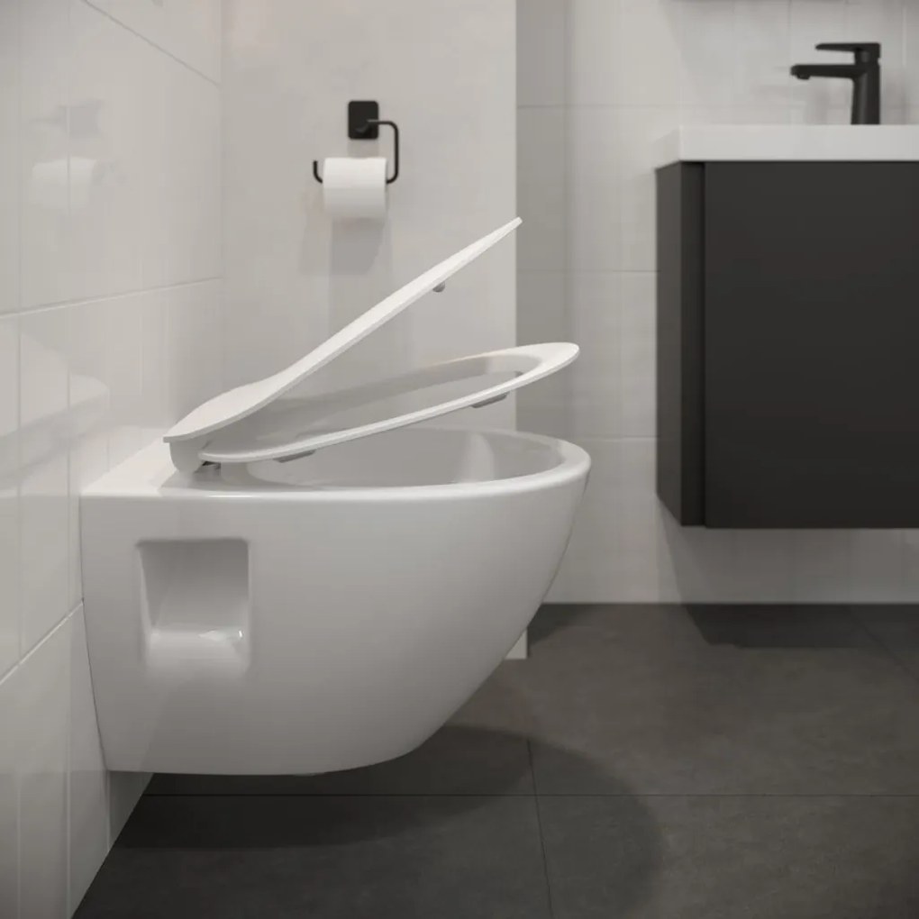 Cersanit Moduo CleanOn, závesná wc misa 53x36,5x36,5 cm s pomaly padajúcim WC sedátkom z duroplastu SET B904, biela, S701-724