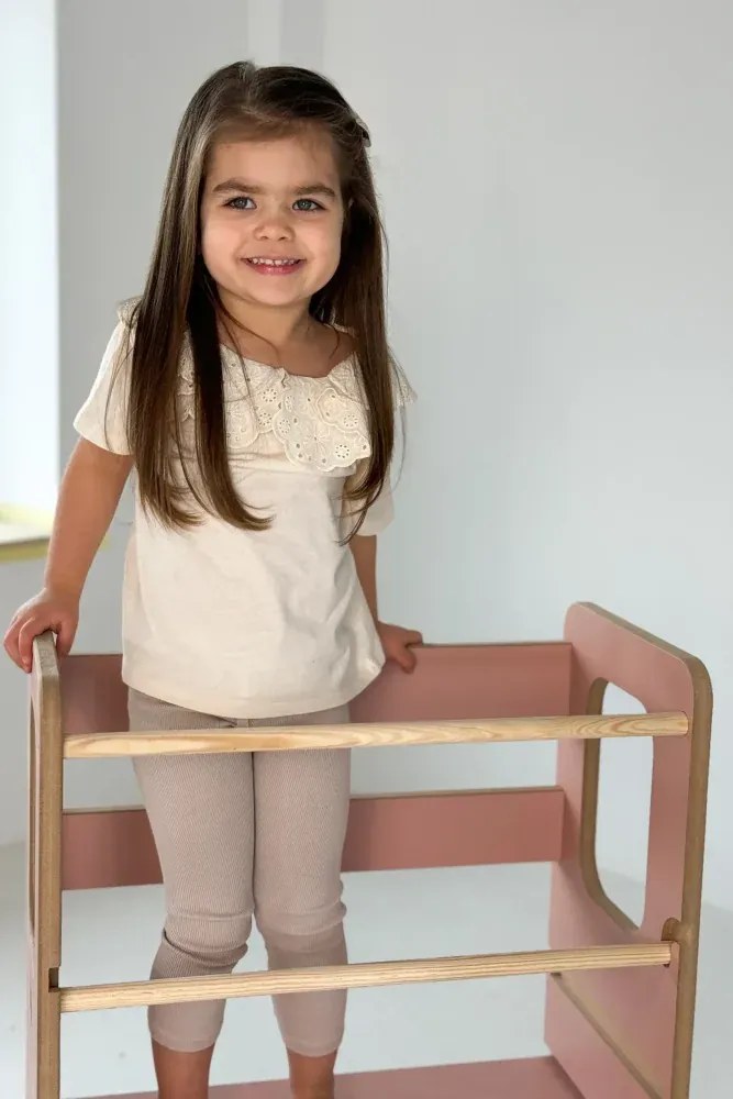 Učiaca veža Montessori pre súrodencov ružová