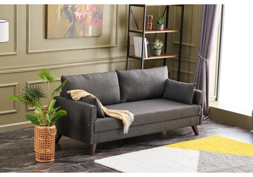 Antracitová rozkladacia pohovka 208 cm Bella – Balcab Home