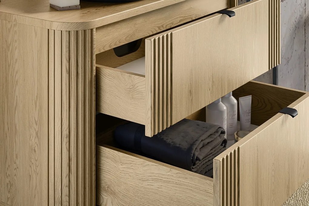 Kúpeľňová zostava Ovalia so skrinkami 120 cm dub Cremona