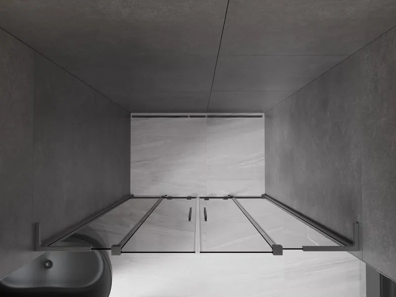 Mexen Velar L Duo, posuvné sprchové dvere do otvoru 150 cm, 8mm šedé sklo, grafit brúsený, 871-150-003-42-66
