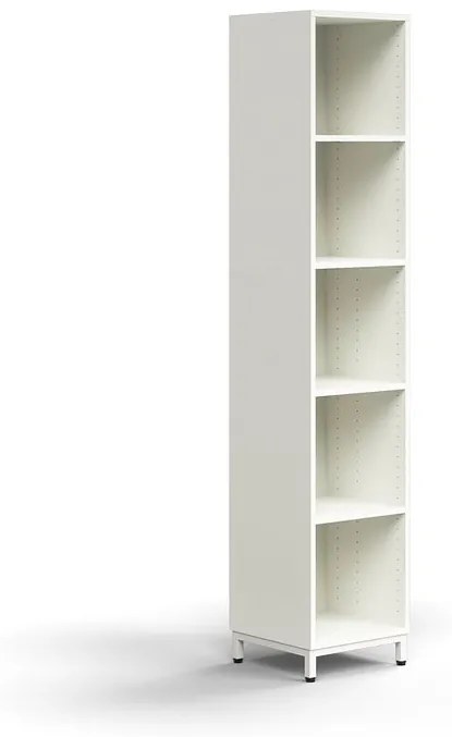 Knižnica QBUS, 4 police, na nožičkách, 2020x400x400 mm, biela