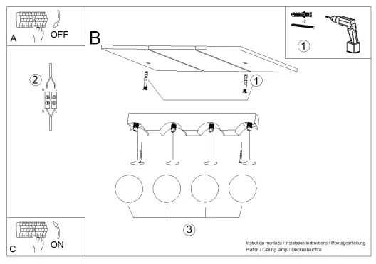Sollux SL.1685 - Stropné svietidlo BULBO 4xG9/8W/230V buk/biela