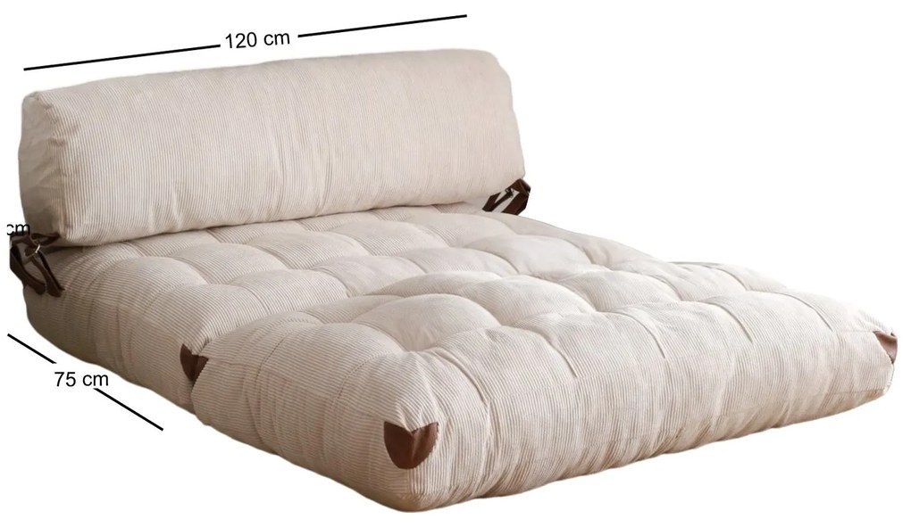 Dvojmiestna futónová rozkladacia pohovka Kadife biela