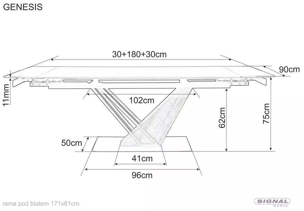 Rozkládací jídelní stůl Genesis 180/240 cm bílý/dub přírodní