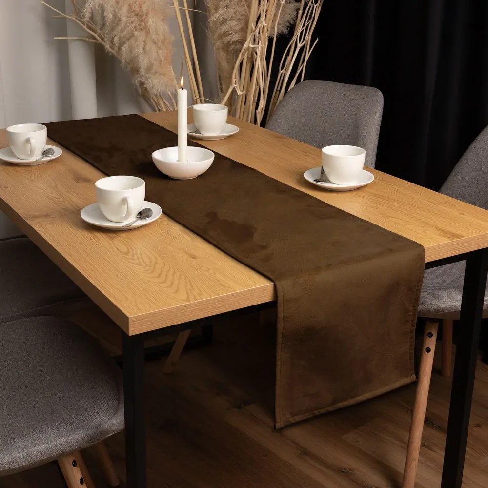 Biante Behúň na stôl/imitácia brúsenej kože Alcantara ALC-017 Hnedý hrdzavý 20x120 cm