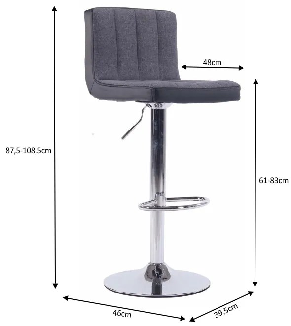 Barová stolička HILDA — látka/chróm, sivá