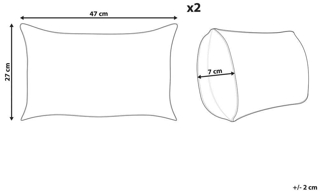 Sada 2 menčestrových vankúšov 47 x 27 cm svetlohnedá ZINNIA Beliani