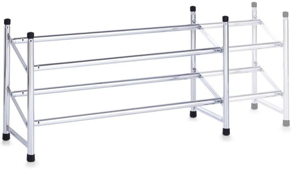 Botník, polica na topánky, chrómovaný, nastaviteľný až do 117 cm