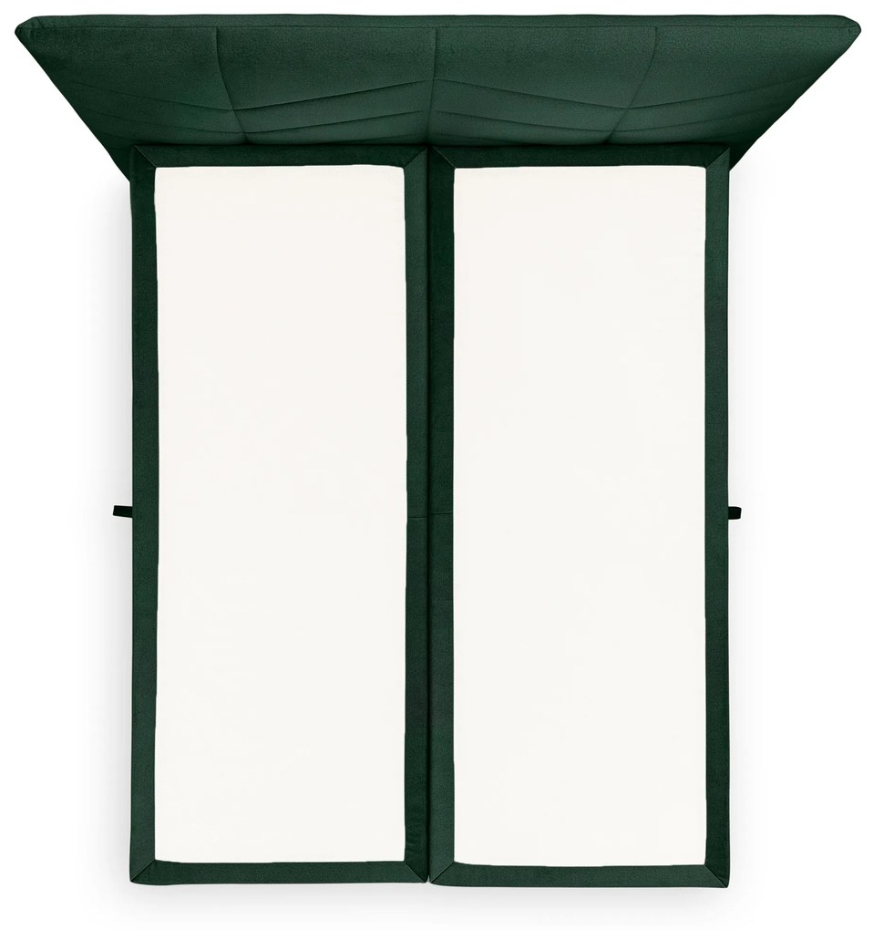 Posteľ Boxspring Penia 160x200 s úložným priestorom - zelený hydrofóbny zamat Element 12