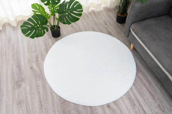Koberec RABBIT 3D biely kruh