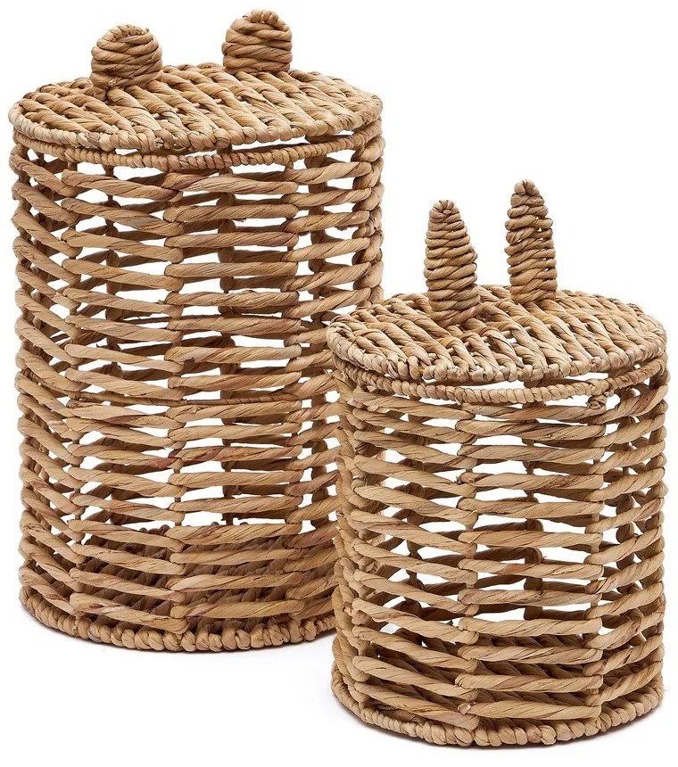 Detské koše na hračky v súprave 2 ks z vodného hyacintu v prírodnej farbe ø 30x50 cm Venezia – Kave Home