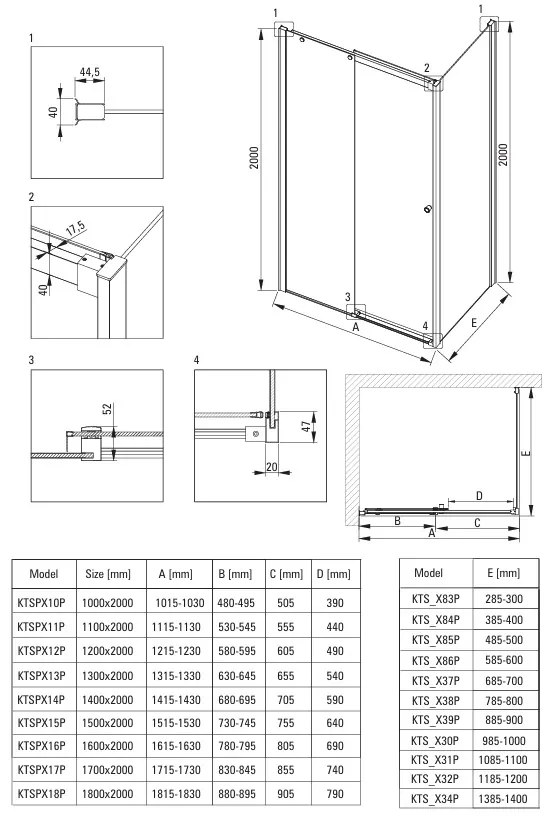 Deante Kerria Plus, posuvné sprchové dvere do otvoru 180x200 cm, 6mm číre sklo, chrómový profil, DEA-KTSP018P